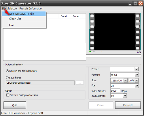 Free HD Converter(MTS格式转换器)
