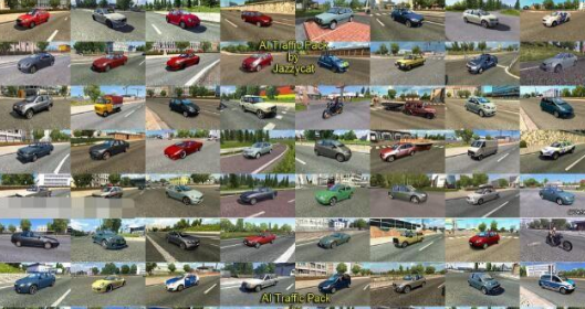 欧洲卡车模拟2v1.28Jazzycat的AI小车包MODv5.9